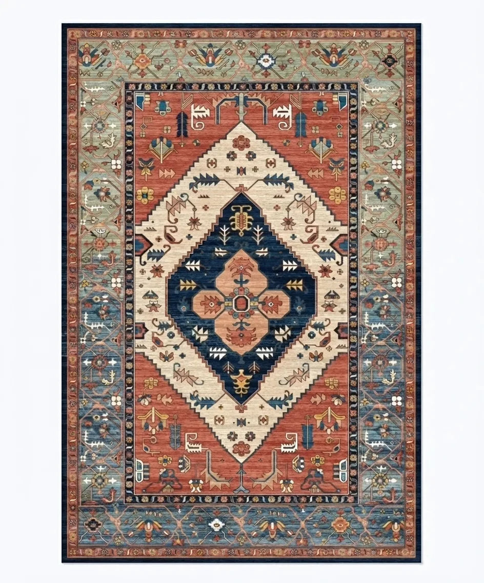 Vintage Persian Area Rug - Non-Slip Medallion Design variation