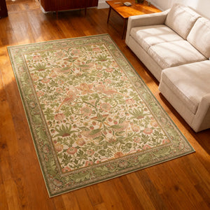 Vintage Botanical Area Rug - Floral Design - Size & Scale