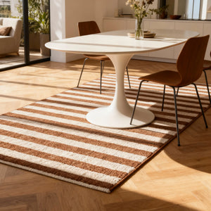 Grid Pattern Area Rug - Soft Plush Brown & White - Size & Scale