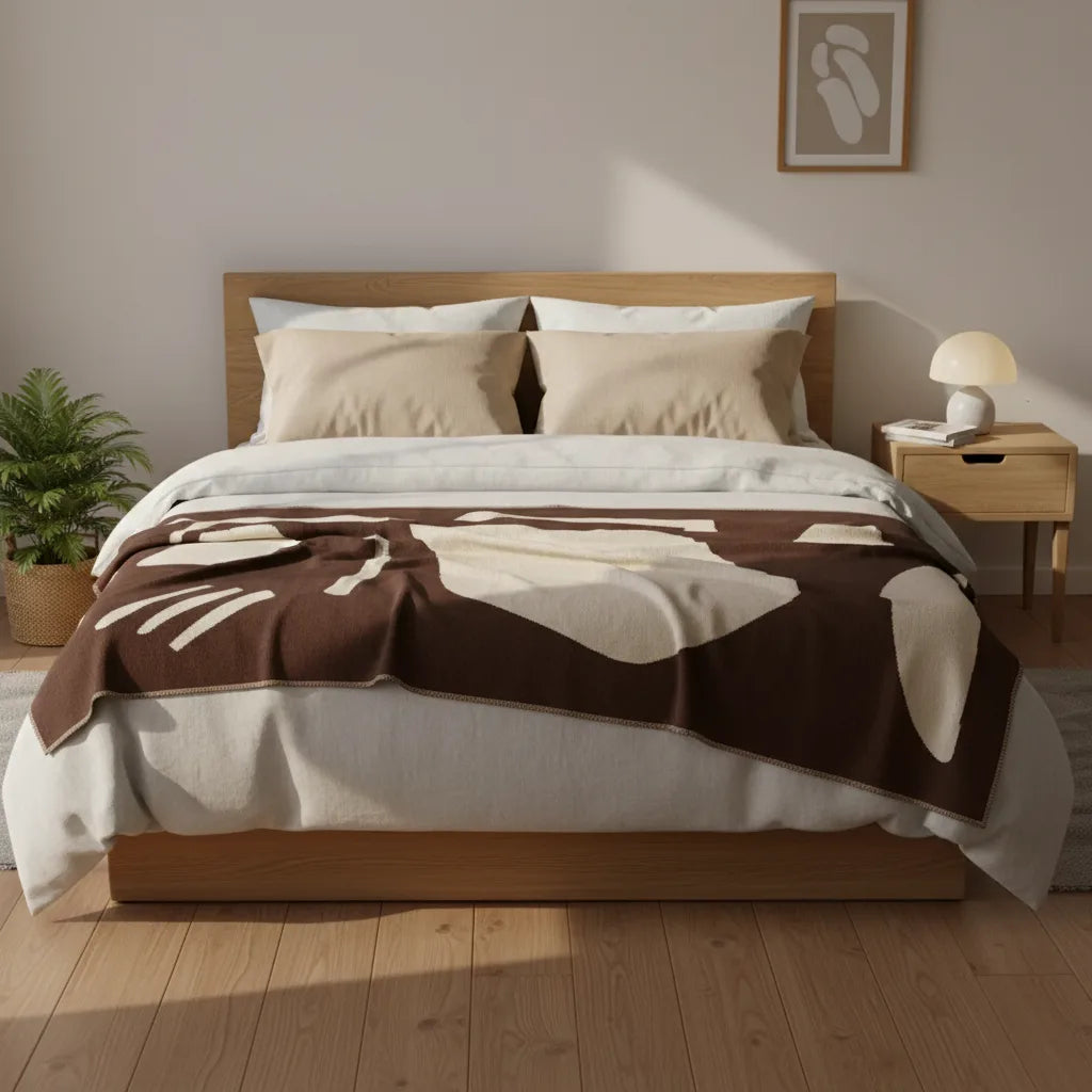 Abstract Knit Throw Blanket - Modern Cozy Design - Size & Scale