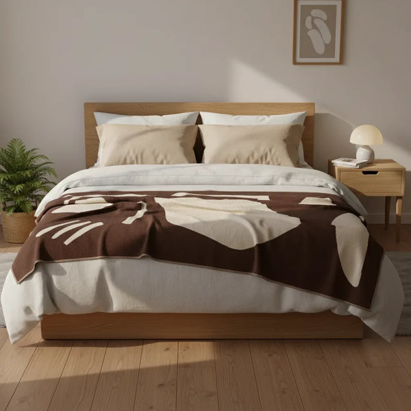 Abstract Knit Throw Blanket - Modern Cozy Design - Size & Scale