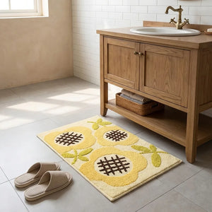 Soft Tufted Bath Mat - Absorbent Botanical Design - Size & Scale