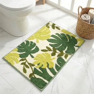Tropical Leaf Bath Mat - Soft Absorbent Microfiber - Size & Scale