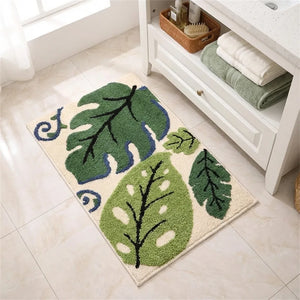 Tropical Leaf Bath Mat - Soft Absorbent Microfiber - Size & Scale