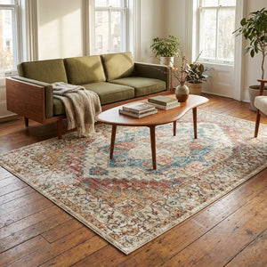 Vintage Persian Area Rug - Distressed Medallion Style - Size & Scale