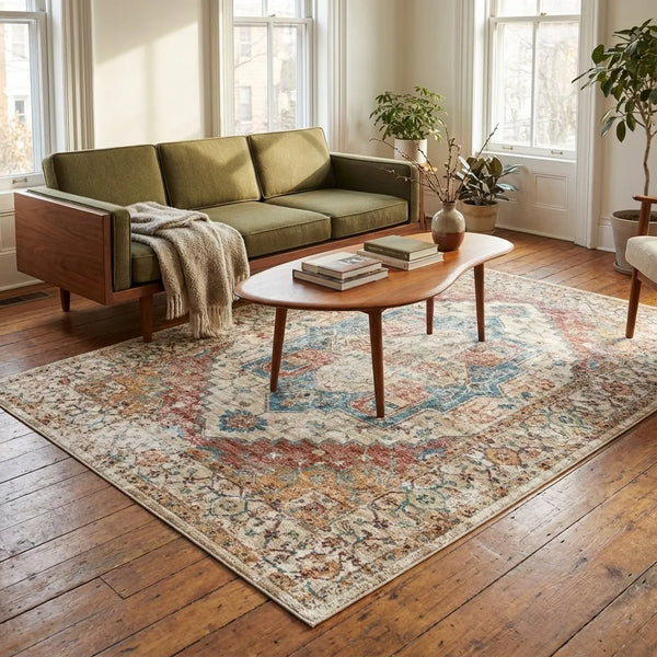 Vintage Persian Area Rug - Distressed Medallion Style - Size & Scale