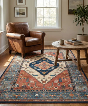 Vintage Persian Area Rug - Non-Slip Medallion Design - Size & Scale