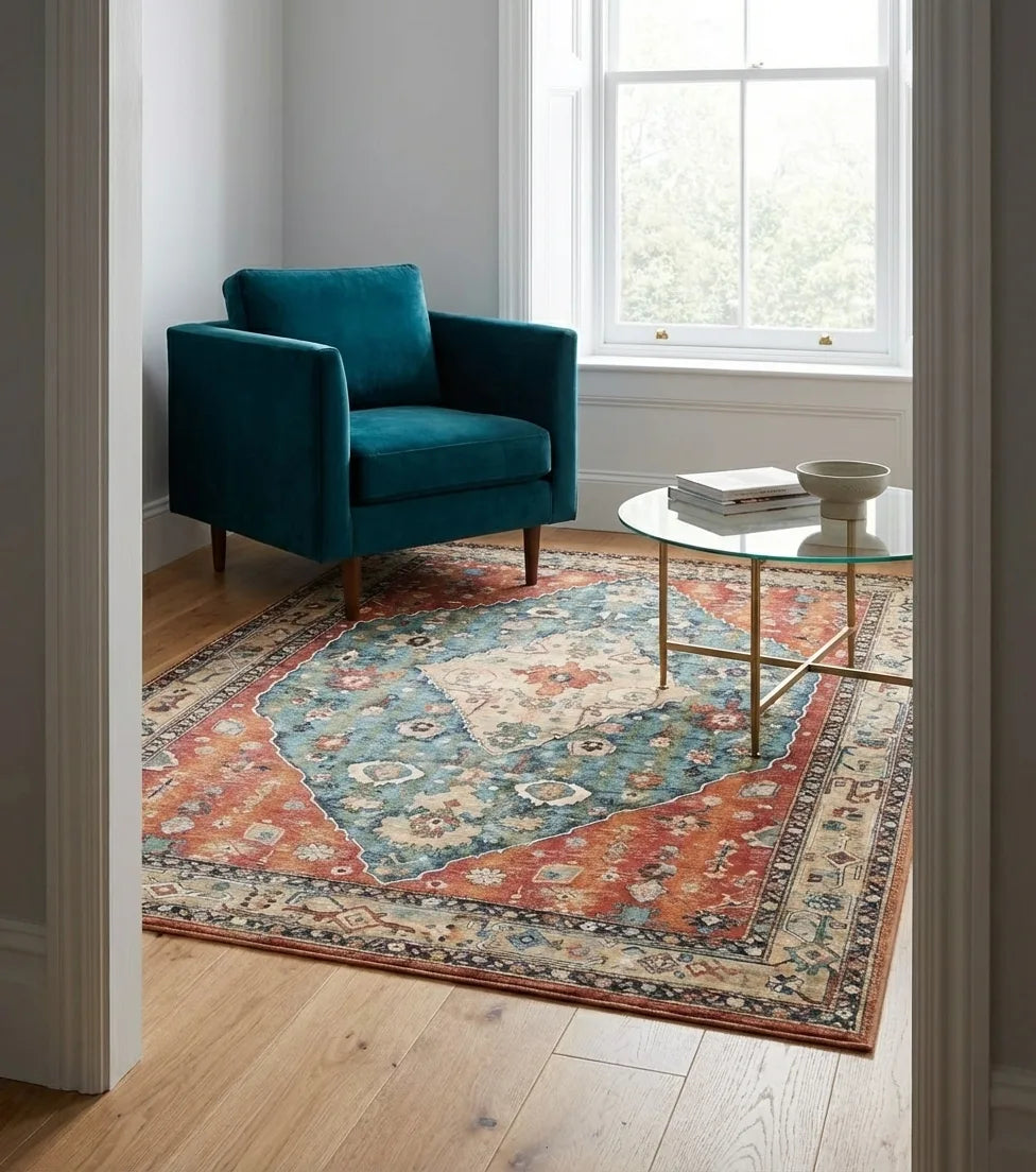 Vintage Persian Area Rug - Non-Slip Medallion Design variation