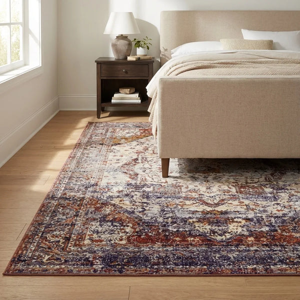Vintage Persian Area Rug - Distressed Medallion Design - Size & Scale