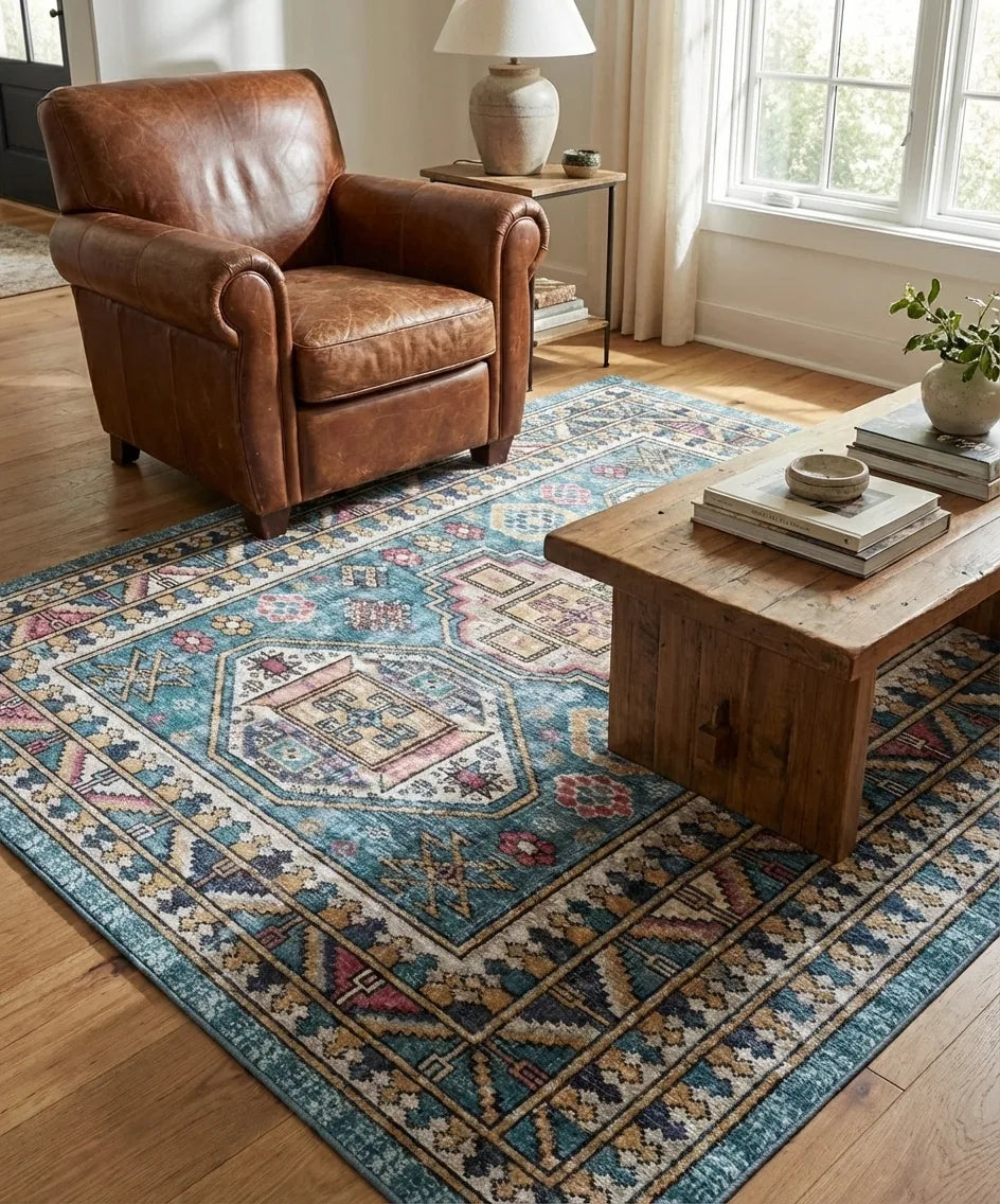 Vintage Persian Area Rug - Non-Slip Distressed Design variation