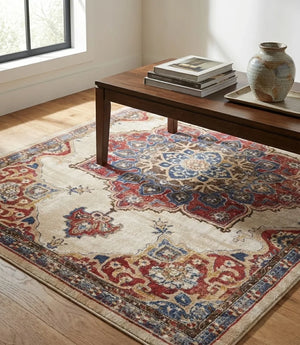 Vintage Persian Area Rug - Non-Slip Medallion Design - Size & Scale