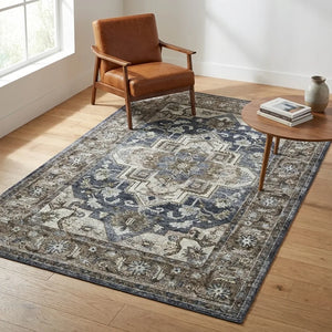 Persian Medallion Area Rug - Vintage Style Non-Slip - Size & Scale