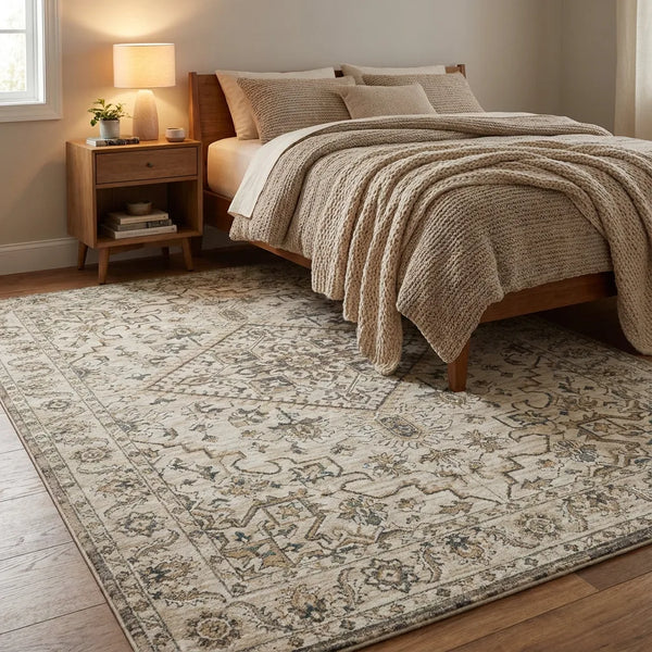 Vintage Persian Area Rug - Non-Slip Medallion Design - Size & Scale