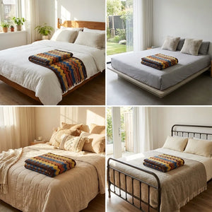 Boho Chevron Throw Blanket - Soft Knit with Fringes - Size & Scale