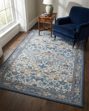 William Morris Style Rug - Strawberry Thief Botanical - Size & Scale