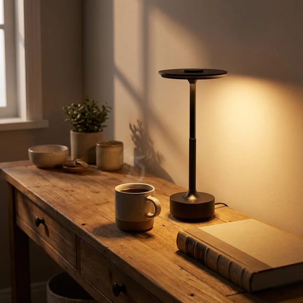Cordless LED Table Lamp - Rechargeable Touch Dimming - Size & Scale
