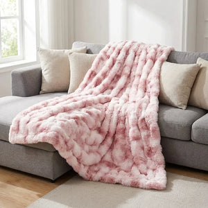 Luxury Faux Fur Throw Blanket - Fluffy Tie-Dye Plush - Size & Scale