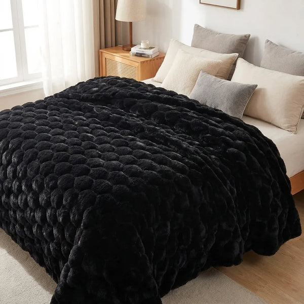 Bubble Plush Throw Blanket - Faux Fur Soft - Size & Scale