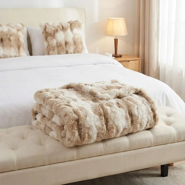 Plush Faux Fur Throw Blanket - Bubble Texture - Size & Scale