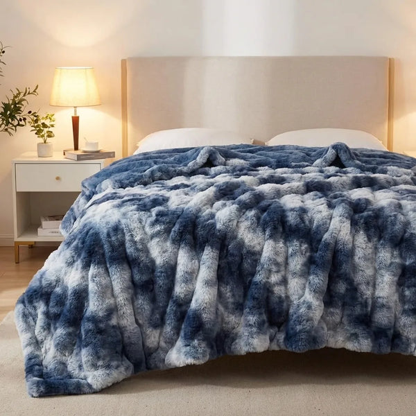Faux Fur Throw Blanket - Ultra Soft Bubble Plush - Size & Scale