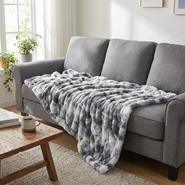 Faux Fur Throw Blanket - Ultra Plush Tie-Dye - Size & Scale