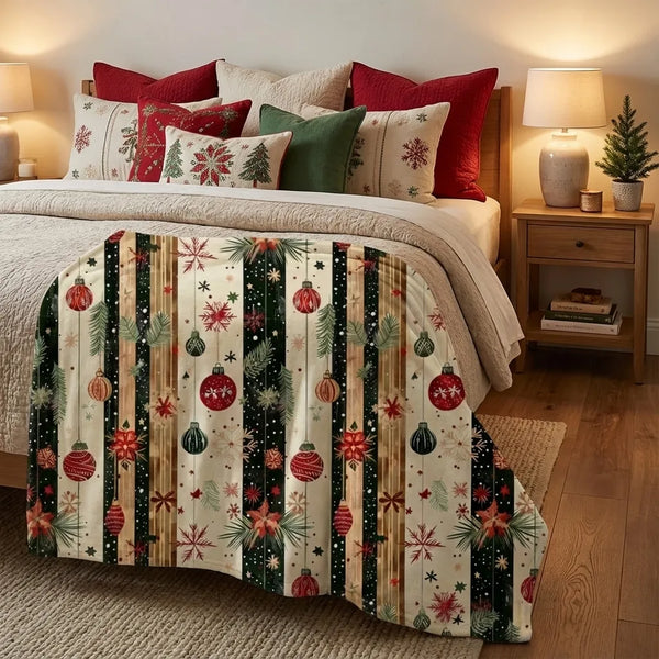 Christmas Ornament Throw Blanket - Vintage Fleece - Size & Scale
