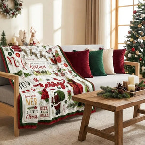 Christmas Throw Blanket - Festive Holiday Fleece - Size & Scale