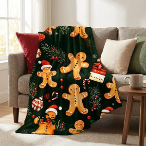 Personalized Gingerbread Christmas Blanket - Soft Fleece - Size & Scale