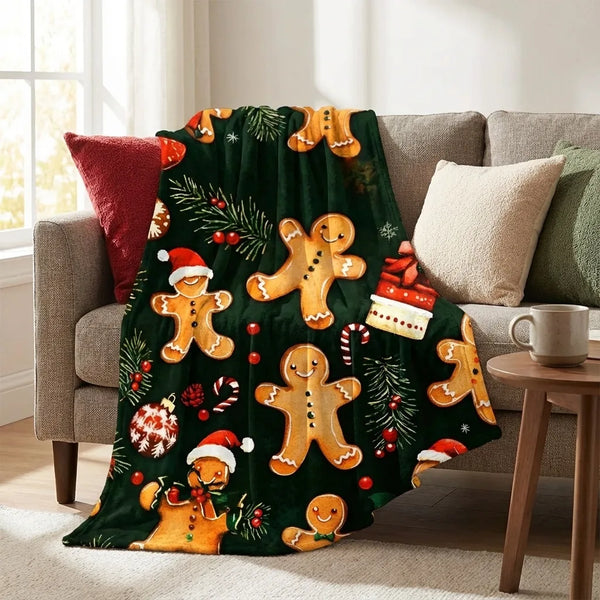 Personalized Gingerbread Christmas Blanket - Soft Fleece - Size & Scale