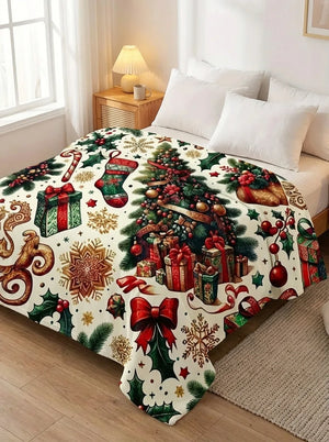 Festive Christmas Throw Blanket - Soft Holiday Print - Size & Scale
