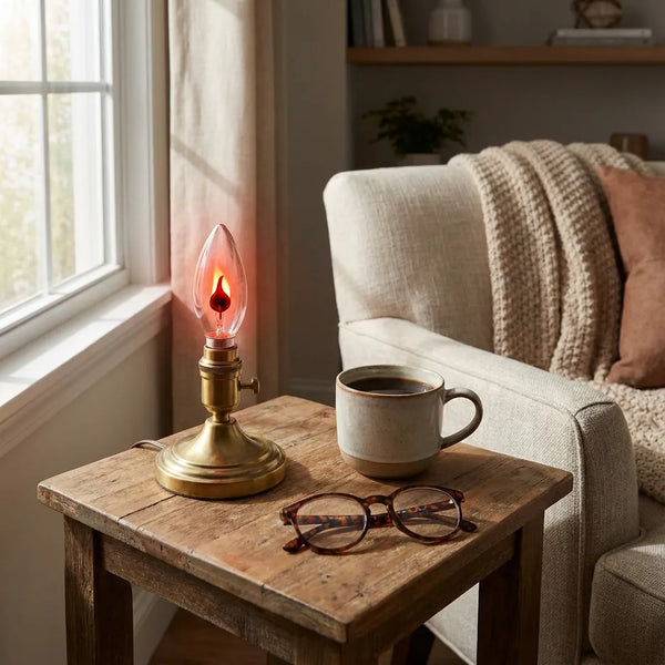 Flickering Flame Bulb - Vintage Candle Effect Glass - Size & Scale