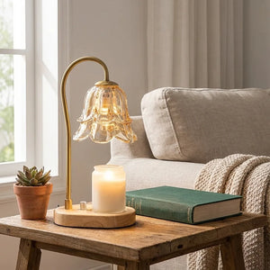 Candle Warmer Lamp - Vintage Glass Flower Design - Size & Scale