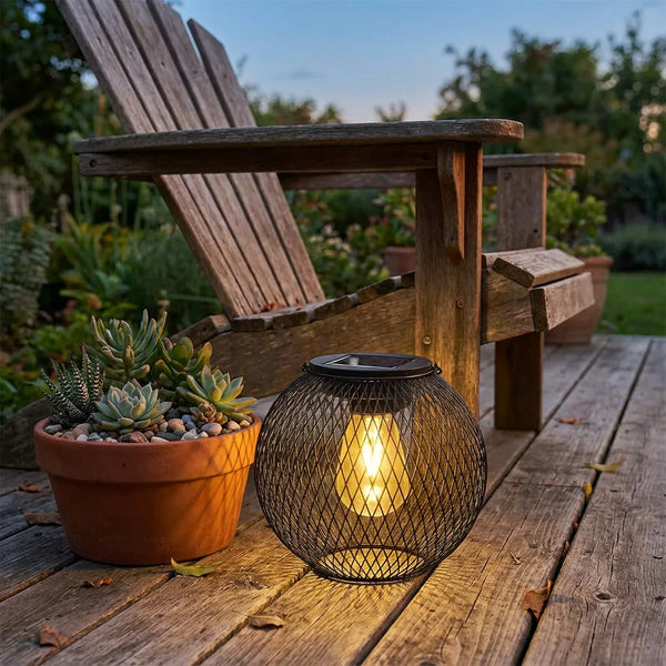 Solar Hanging Lantern - Retro LED Outdoor Light - Size & Scale