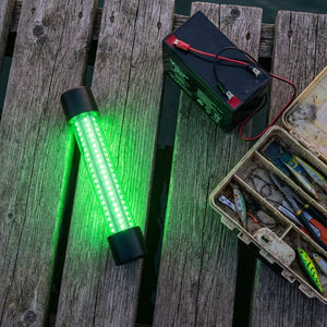 Underwater LED Fishing Light - Green Submersible - Size & Scale