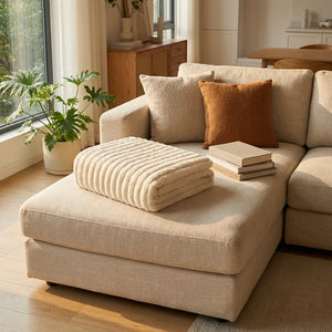 Plush Ribbed Faux Fur Throw Blanket - Soft Velvet - Size & Scale