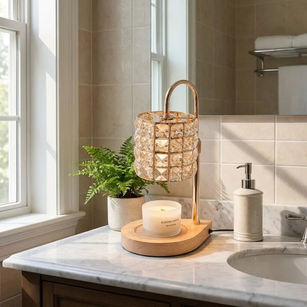 Crystal Candle Warmer Lamp - Dimmable with Timer - Size & Scale