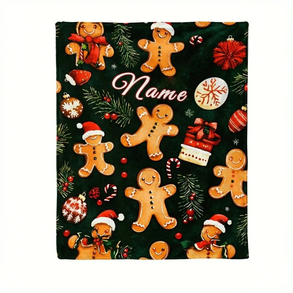 Personalized Gingerbread Christmas Blanket - Soft Fleece variation