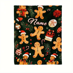 Personalized Gingerbread Christmas Blanket - Soft Fleece variation