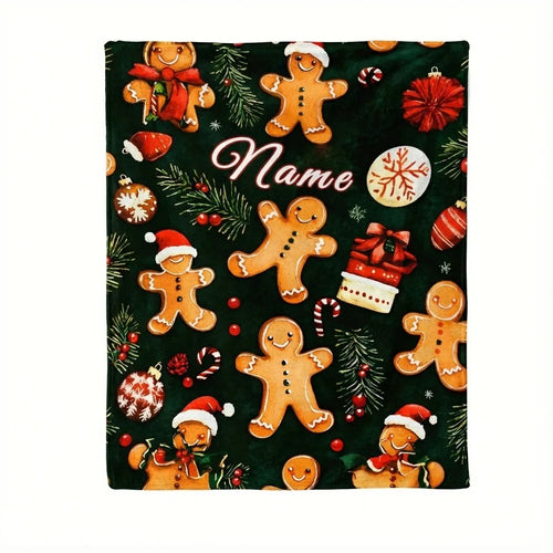 Personalized Gingerbread Christmas Blanket - Soft Fleece variation