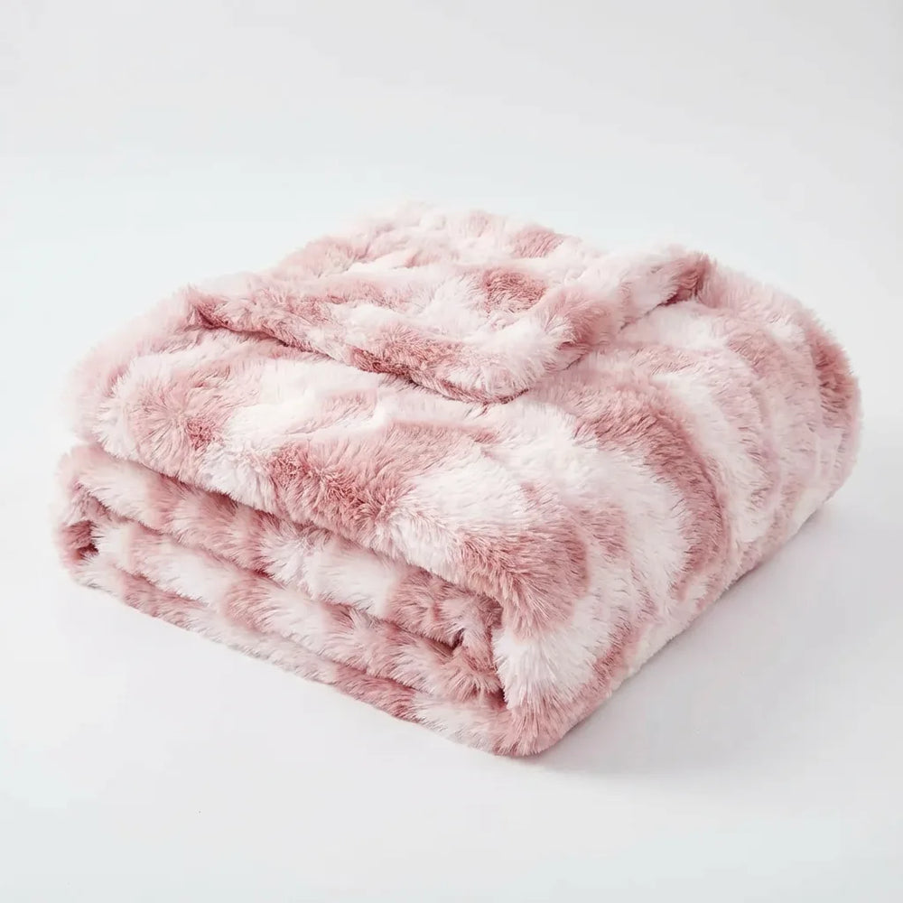 Luxury Faux Fur Throw Blanket - Fluffy Tie-Dye Plush variation