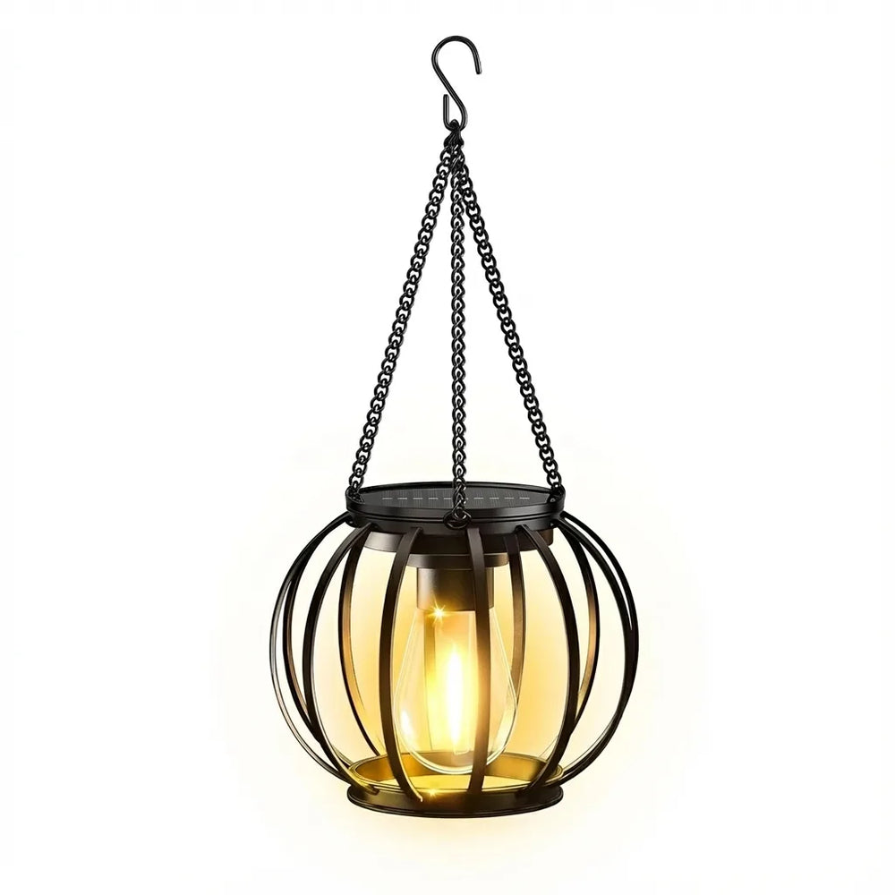 Solar Hanging Lantern - Vintage LED Metal Cage variation